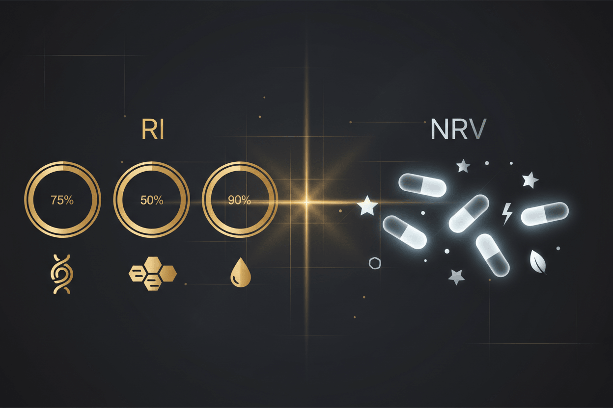Reading the percentages on a supplement label: NRV, RI, and what the figures mean - nutriluxe