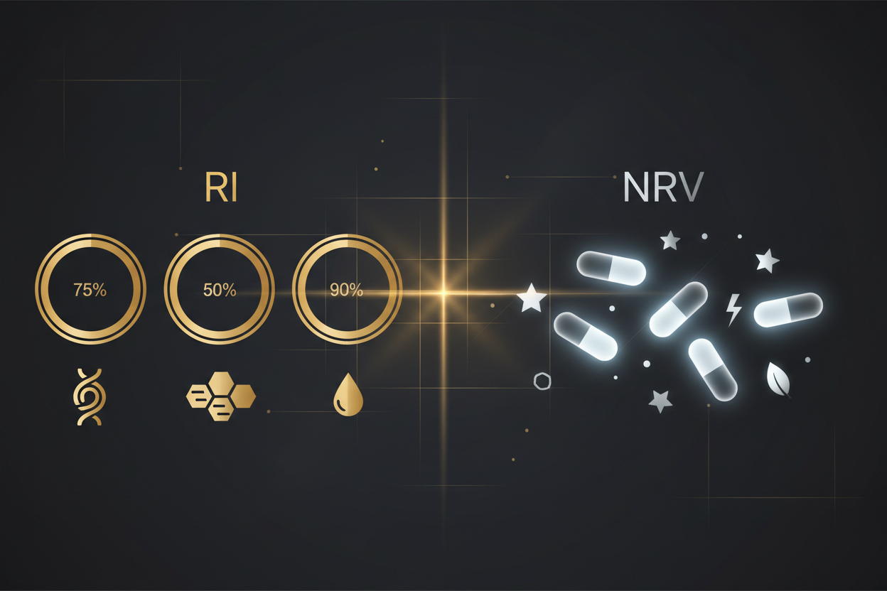 Reading the percentages on a supplement label: NRV, RI, and what the figures mean
