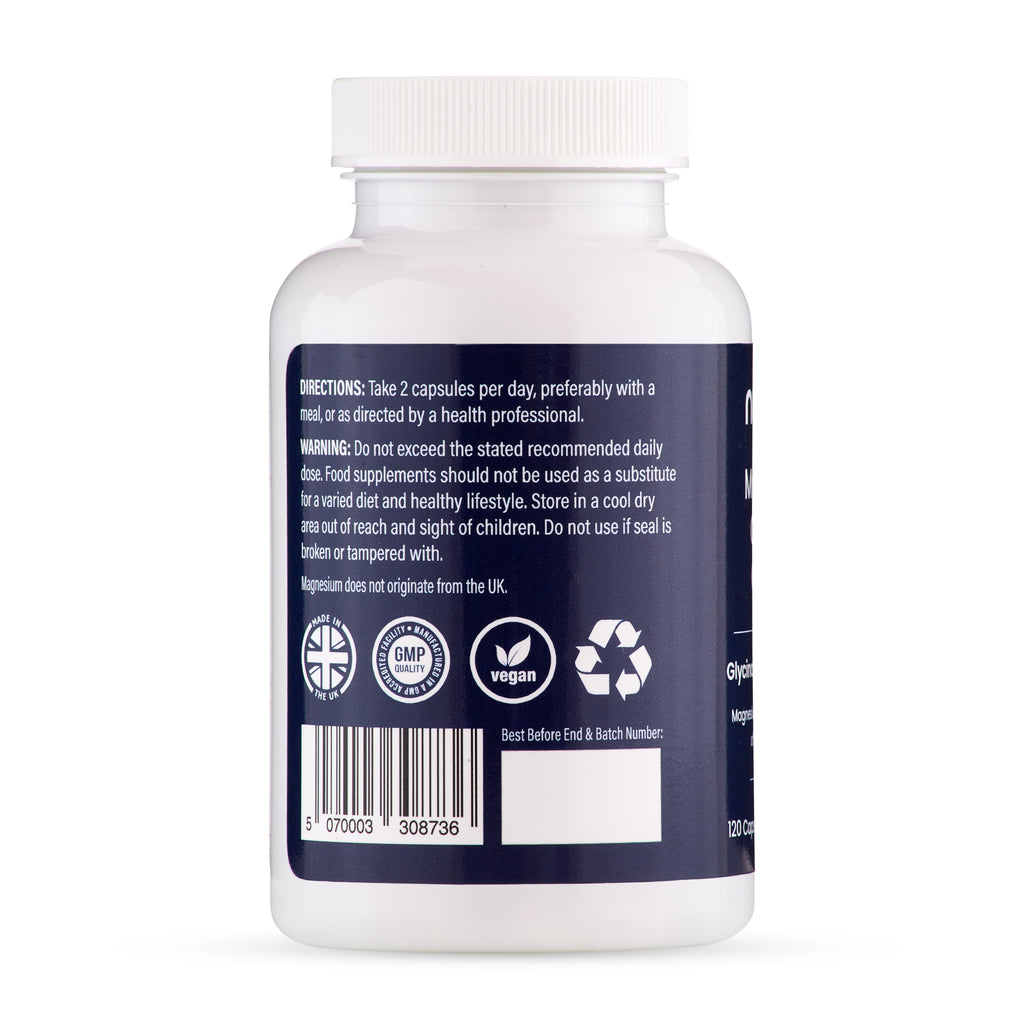Nutriluxe Magnesium Glycinate Complex 202mg Elemental | 120 Vegan Capsules