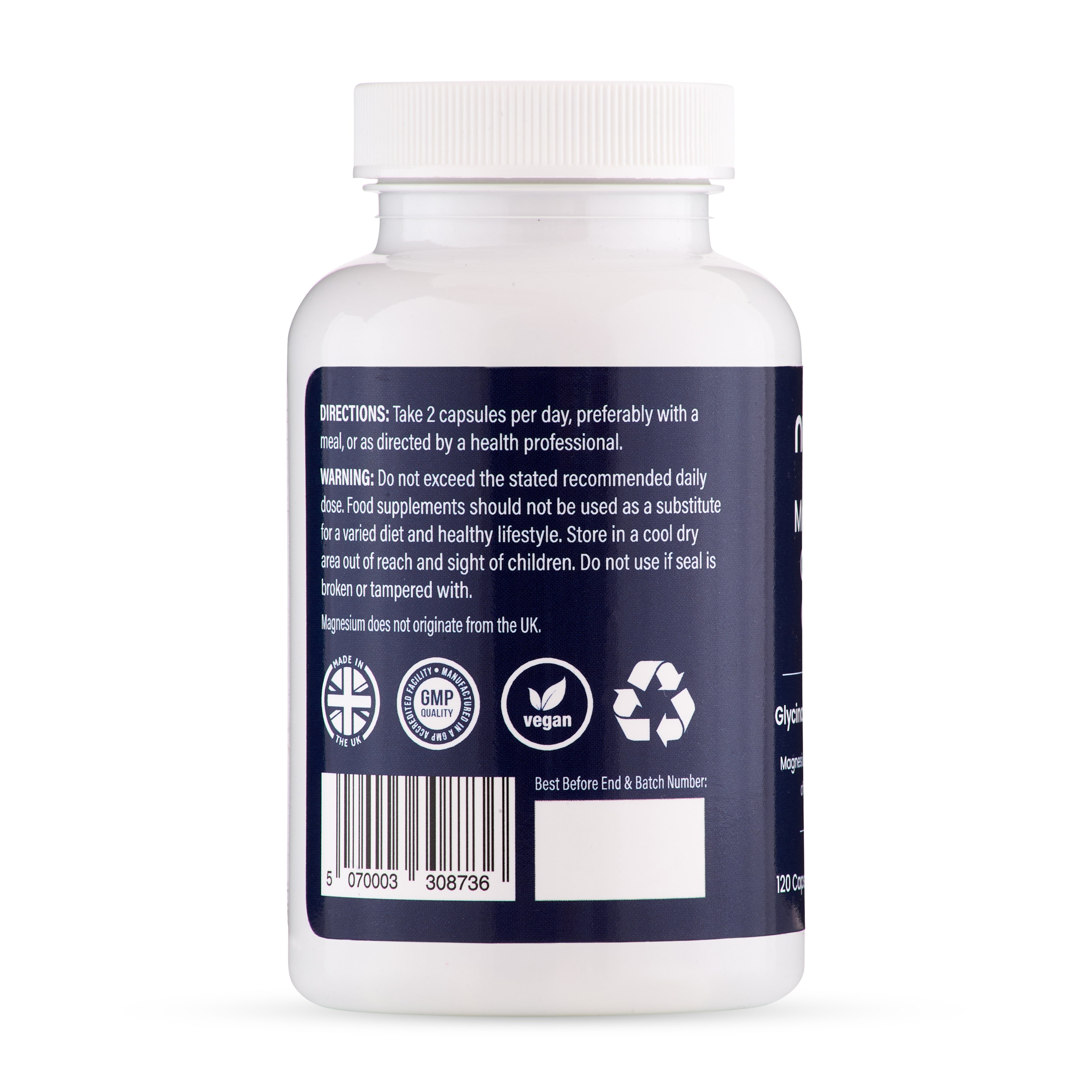 Nutriluxe Magnesium Glycinate Complex 202mg Elemental | 120 Vegan Capsules