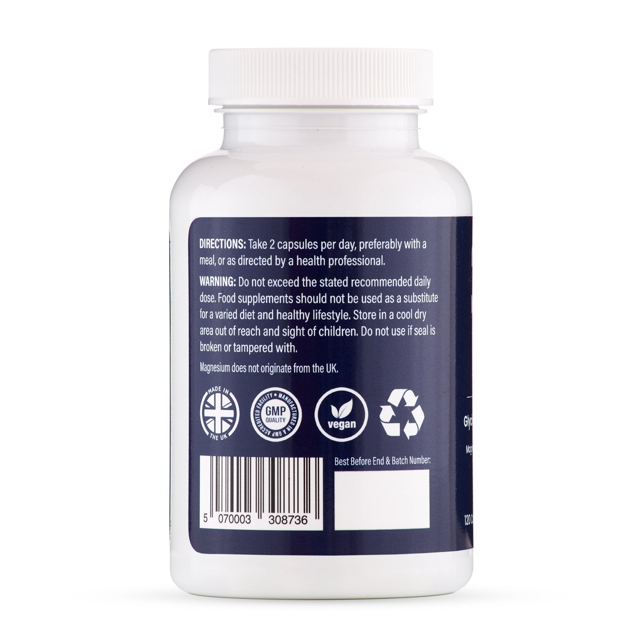 Nutriluxe Magnesium Glycinate Complex 202mg Elemental | 120 Vegan Capsules - nutriluxe
