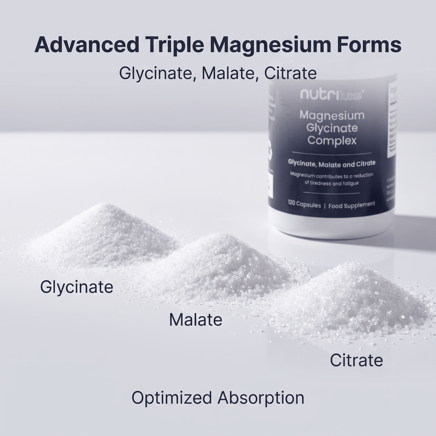 Nutriluxe Magnesium Glycinate Complex 202mg Elemental | 120 Vegan Capsules - nutriluxe