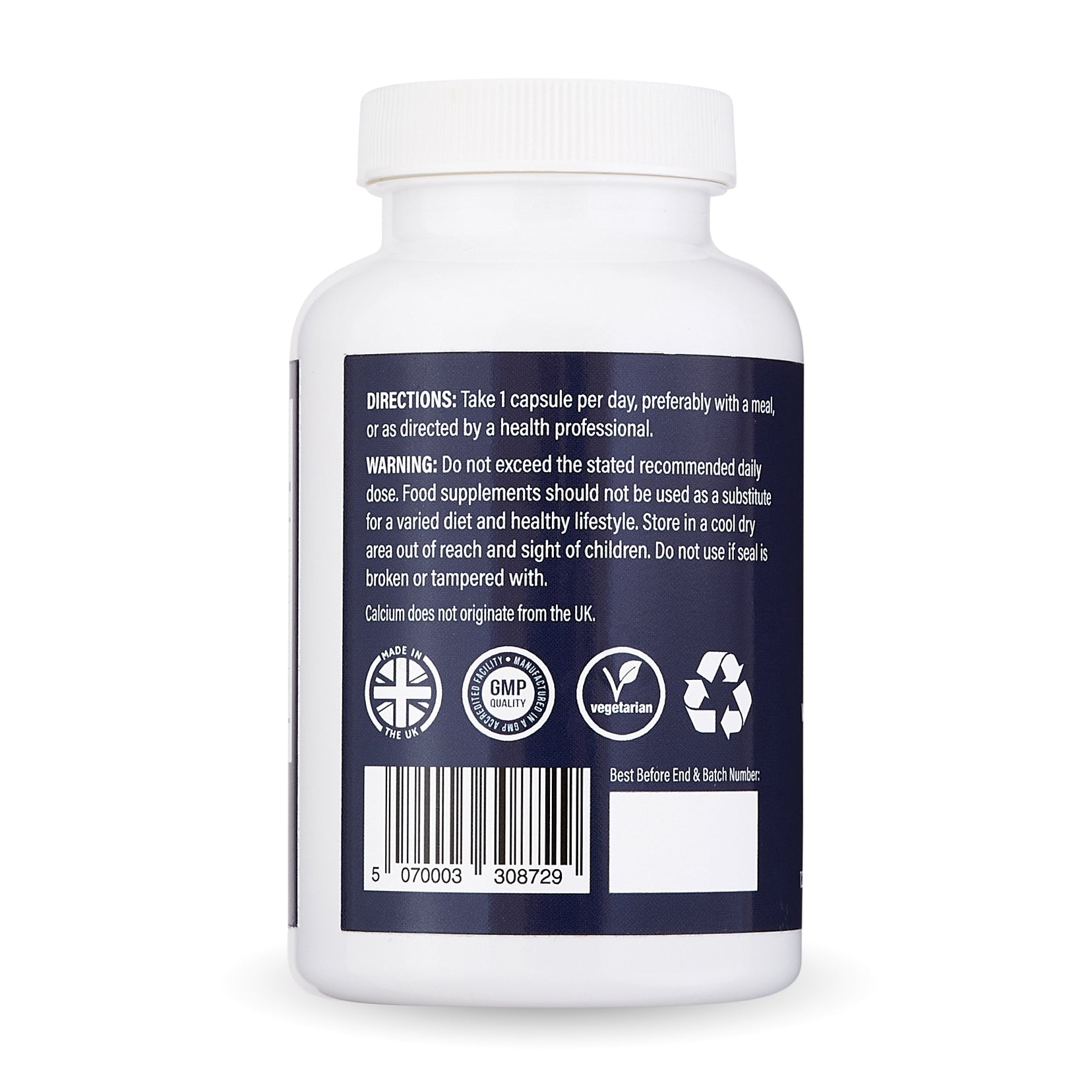 Nutriluxe Bone Health Complex supplement with vitamin D3, K2, calcium, and vitamin C capsules in a bottle.