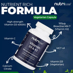 Vitamin D3 4000 IU & K2 MK7 100mcg Supplement with Calcium & Vitamin C – 120 Capsules – Vegetarian – - nutriluxe