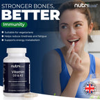 Vitamin D3 4000 IU & K2 MK7 100mcg Supplement with Calcium & Vitamin C – 120 Capsules – Vegetarian – - nutriluxe