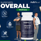 Vitamin D3 4000 IU & K2 MK7 100mcg Supplement with Calcium & Vitamin C – 120 Capsules – Vegetarian – - nutriluxe